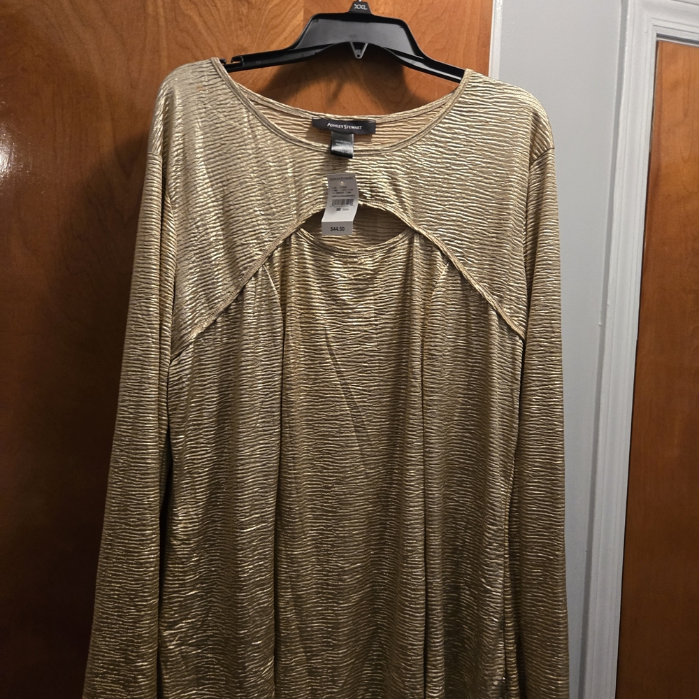 Ashley Stewart Gold Textured Blouse